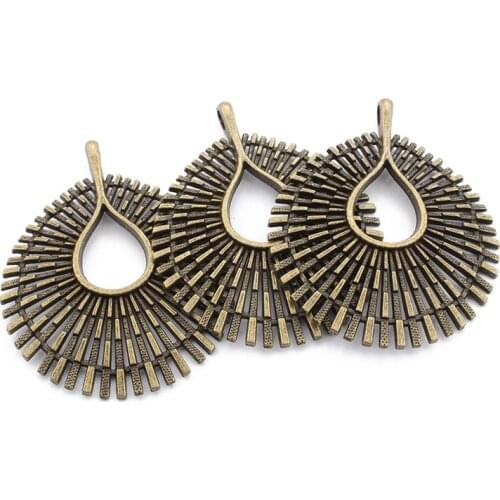 3PCS Large Antique Bronze Hollow Open Water Drop Charms Pendants for DIY Jewelry Findings Craft 67x55.5mm