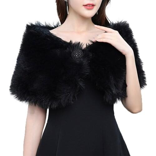 Popular Autumn and Winter Bridal Fur Shawl Wedding Dress Winter Warm Shawl Imitation Rabbit Hair A Generation of Hair Fur Shawl