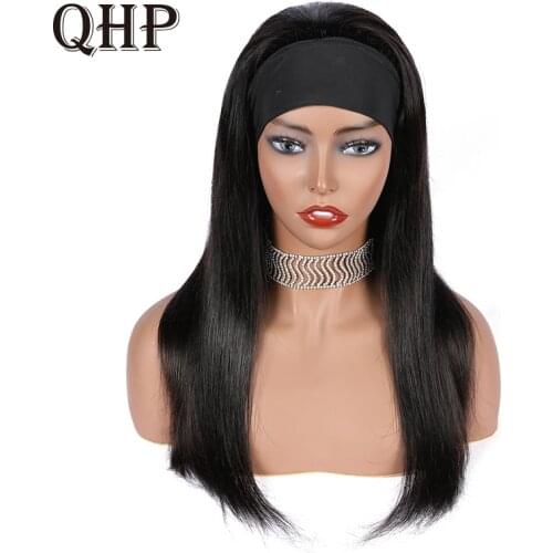 Straight Headband Wig Human Hair Wigs For Women Glueless Scarf Wig Brazilian Remy Hair With 180% Density