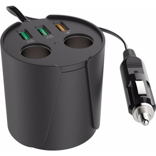 QC 3.0 USB Car-Charger with 2 Sockets Cigarette Lighter 3 Port Quick Charge 3.0 USB Car Charger For Smartphone Tablets