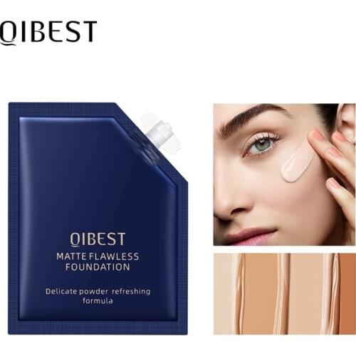 QIBEST Liquid Foundation Long-lasting Makeup Concealer Moisturizing Brighten Matte Face Makeup Liquid For 7 Kind Of Skins TSLM1