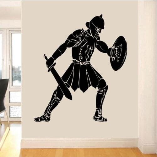 Roman Gladiator Silhouette Art Wall Sticker Gladiator Greek Ancient Transfer Mural Vinyl Wall Decals for Home Room Decor X301