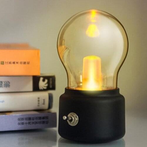 LED Bulb Desk Lamp Blowing Desk Lamp Creative Night Light USB Rechargeable Atmosphere Mood Bedside Light Home Table Decoration