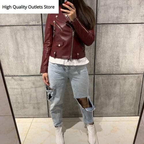 Ladies real leather jacket women genuine leather jacket