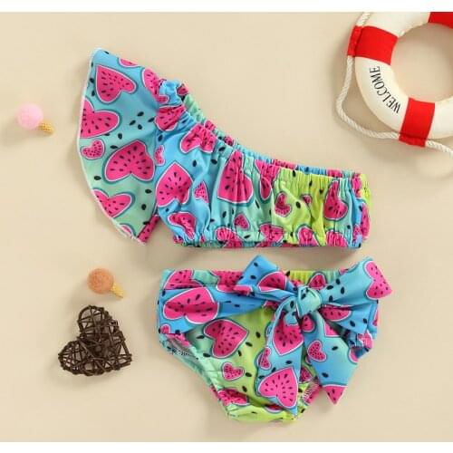0-24M Baby Girls Swimsuit 2021 Summer Baby Bikini Sets Beach Tassel Hem Tops + Shorts Toddler Swimwear Infant Bathing Suits