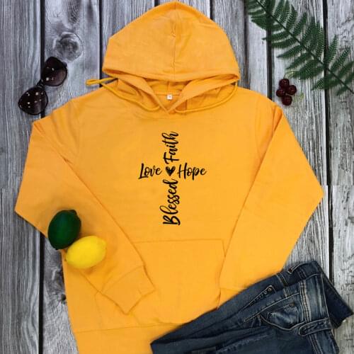Faith Hope Love Blessed Womens Winter Pullover Large Size Religious Christian Fleece Hoodies Streetwear Chuch Tops Dropshipping