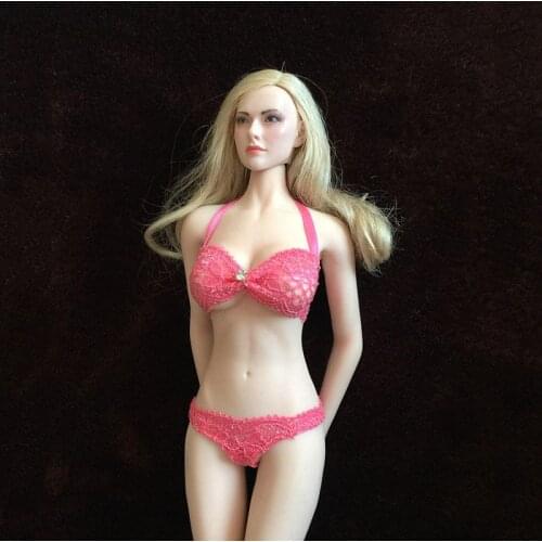 1:6 Female Sexy Girl Young Lady Woman Pink Lace underwear&bra Clothing Set For TBLeague Big Large Breast Boobs Body Figure