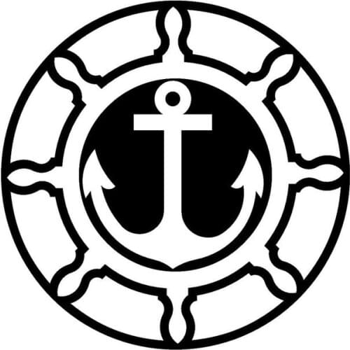 17.2*17.2CM Stylish Ship Wheel And Anchor Car Stickers Reflective Waterproof Vinyl Decals Black/Silver C7-1430
