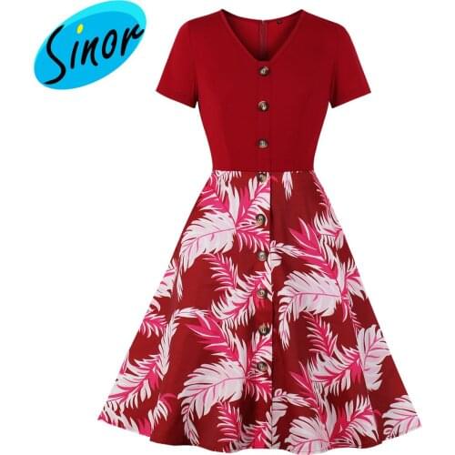 2021 fashion V-neck printed contrast dress 2108 banquet dress