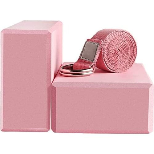 3PCS EVA Yoga Block Yoga Strap Set Home Gym Pilates Meditation Brick Soft High Density Block Sport Exercise Workout Fitness Belt