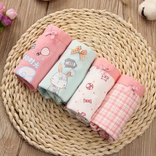 4psc/lot Exquisite Design Childlike Lovely Girl Flat Angle Shorts Four Corner Safety Soft Underpants Mixture Random Delivery