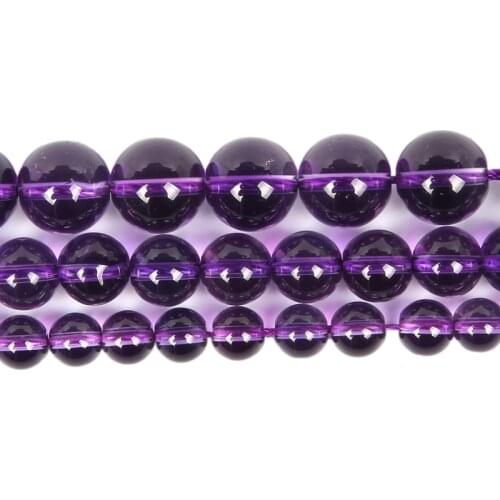 6-10mm Natural Stone Beads Smooth Round Amethysts Stone Loose Beads For Jewelry Making DIY Charm Bracelet Necklace Handmade