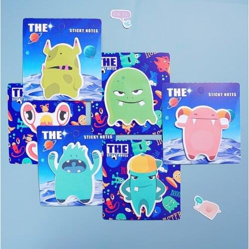 60 Sheets Cute Cartoon Alien Sticky Notes Memo Pad Bookmarks Scheduler Paper Message Memo Sticker Stationery