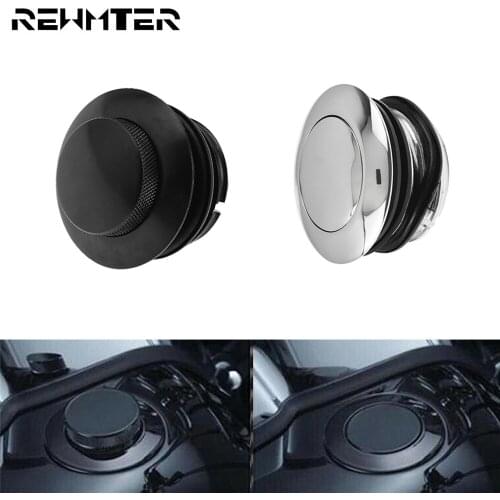 Motorcycle Black/Chrome Pop Up Gas Cap Screw-In Mount Fuel Tank Gas Cap Cover Aluminum For Harley 1982-2010 Sportster XL Touring