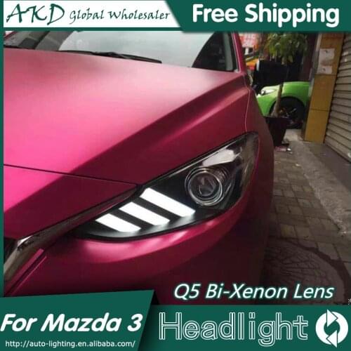 AKD Car Styling for Mazda 3 Headlights 2014-2016 New Mazda3 Axela LED Headlight DRL Bi Xenon Lens High Low Beam Parking Fog Lamp