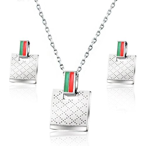 Baoyan Dubai Gold Wedding Bridal Jewelry Set Women Ladies Jewellery Gold Silver Rectangle Stainless Steel Jewelry Sets For Women