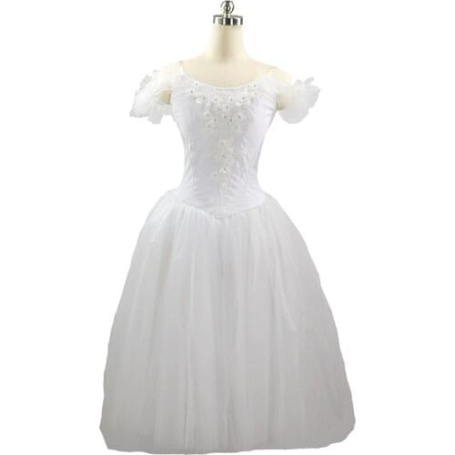 White Fairy Professional Ballet Long Tutu Women La Sylphide Romantic Ballet Tutu Dress Ballerina Dress for girl dance wearJNBL24