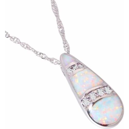 Large Vintage Water Drop Shaped White Pendant Necklace Jewelry Gift Women Wedding Party Necklace