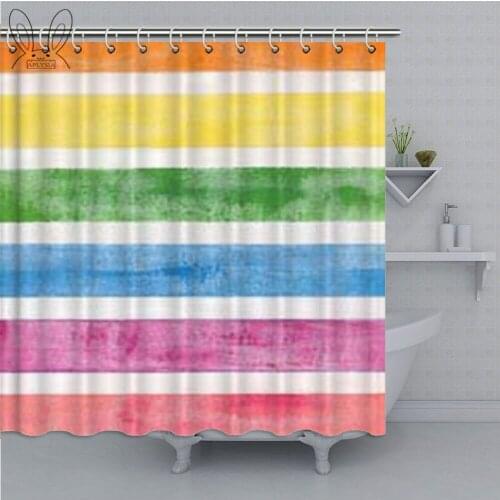Ombre of Hand Made Colorful Brush Stroke Watercolor Stripes Shower Curtain Waterproof Bathroom Curtain Fabric Bathing Sets