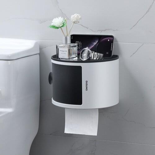 Toilet Paper Holder Bathroom Tissue Storage Toilet Roll Holder Paper Bathroom Hardware Hole-Free Waterproof Makeup Storage Rack