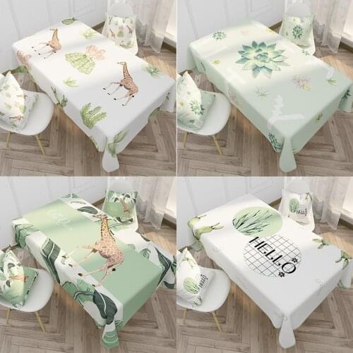 Household table cloth cotton linen table cloth waterproof tablecloth plant giraffe table cloth living room decoration tablecloth