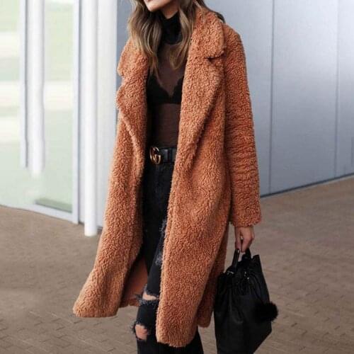 Fad Autumn Long Winter Coat Woman Faux Fur Coat Women Warm Ladies Fur Teddy Jacket Female Plush Teddy Coat Plus Size Outwear