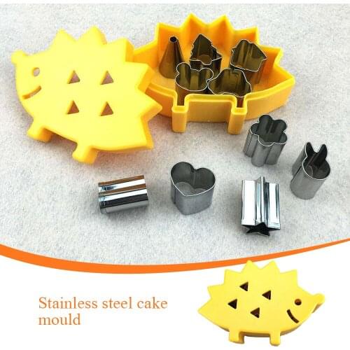 TTLIFE 10 Pcs Mini Stainless Steel Fruit Vegetable Cookie Shape Cutters Mold Hedgehog Box Kid Food Mold Portable Pastry Mold