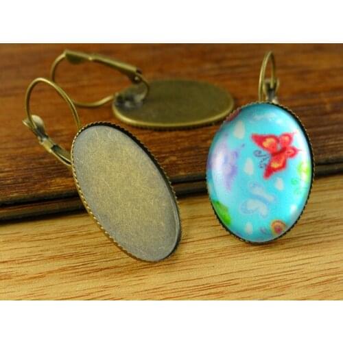 French ear hook pallet ancient bronze handmade time gem smd 18x25mm ear hook