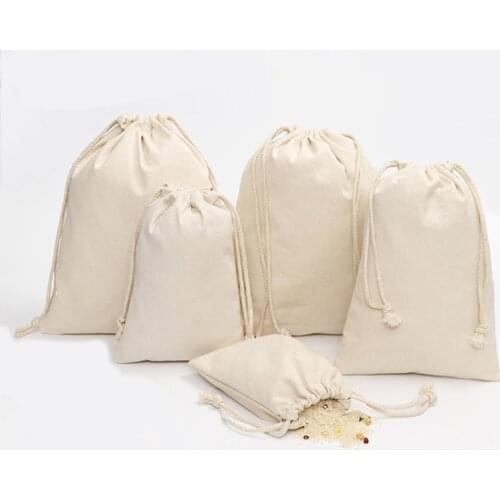 Cotton Plain Drawstring Bags Pack of 20pcs Cotton Canvas Gift Bag Xmas Sack Stocking Storage Laundry Bag