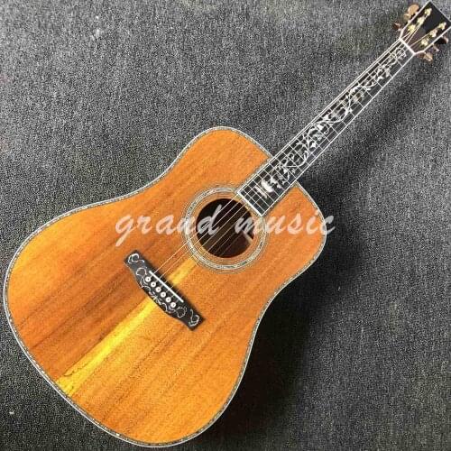 Custom Full KOA Wood Top Deluxe Ebony Fingerboard Life Tree Inlay Acoustic Electric Guitar