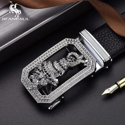 JIFANPAUL Men Business 3.8cm Width Male Designer luxury brand Leather Belts Cow Leather Luxury Fashion Men Zodiac Automatic