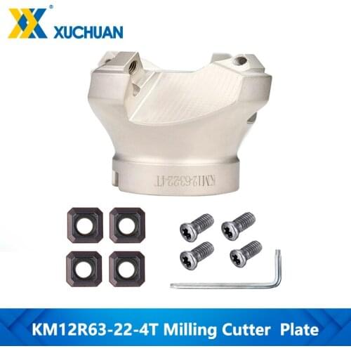 KM12R63-22-4T Milling Cutter Plate Set With 4pc SEHT1204AFFTN H01 Blade Right Angle End Mill Face Milling Cutter