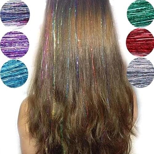Colorful Hair Tinsel Sparkle Fashion Sexy Party Holographic hair accessories Glitter Extensions Highlights False hair