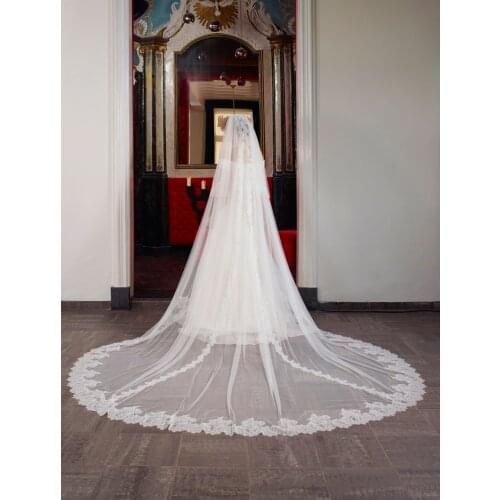 Best Selling Cheap 3M Long Cathedral Bridal Veils Tulle One Layer Custom Made Lace Wedding Bridal Veil
