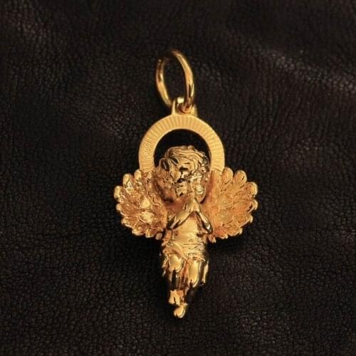 LINSION Gold Plated Brass Cupid Charms Little Angel God of Love Pendant Charms Jewelry GP187 JP