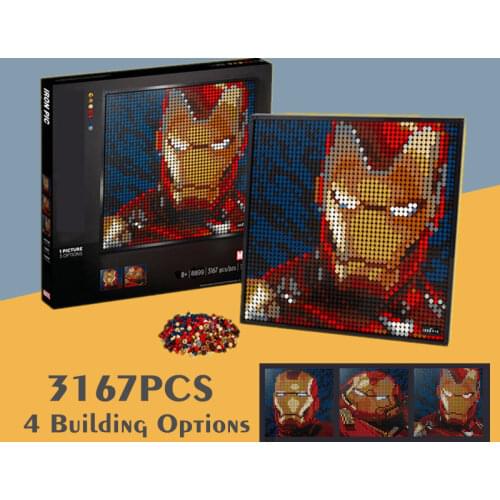 Marvel Avengers Iron Man Star Pixel Art Decorative Mosaic Painting Avatar Star Space Wars 31199 Building Block Bricks Gift Toy