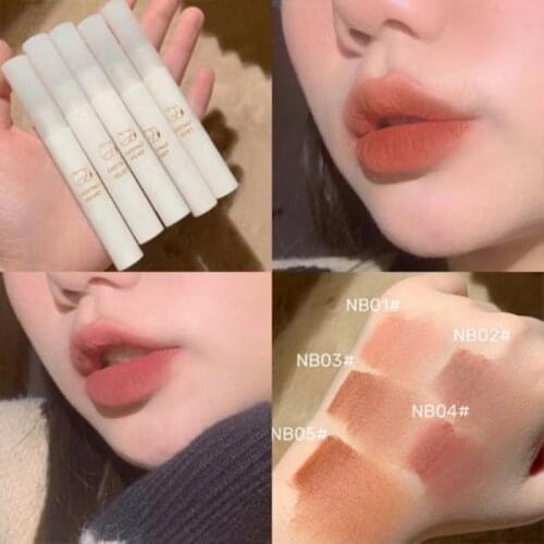 Matte Velvet Liquid Lipstick Mousse Silky Texture Waterproof Lasting Nonstick Cup Lip Gloss Peach Pink Natural Lip Balm Beauty