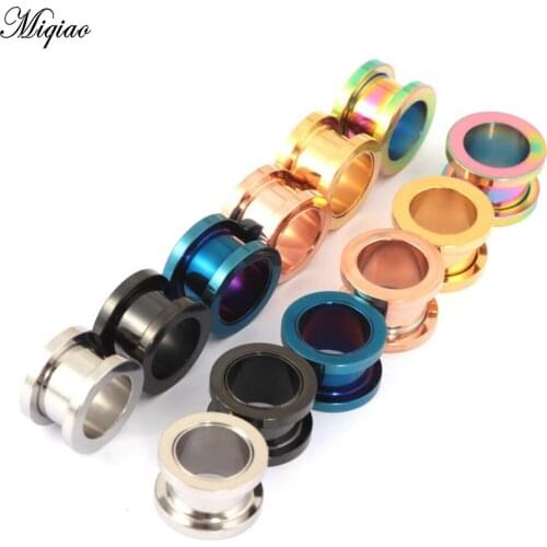 Miqiao 1 Set 14G-00G Hot Sale Piercing Jewelry Threaded Stainless Steel Auricle Ear Expander 18pcs Set