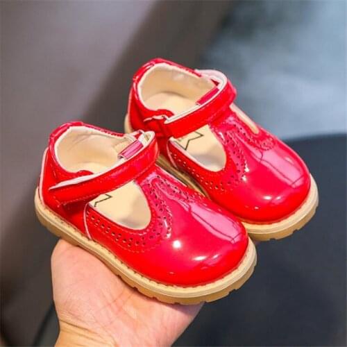 Fashion Sweet Girls Shoes Kids Leather Shoes With T-strap Baby Dress Shoes Fashion Princess Retro baby soft sole Single shoes