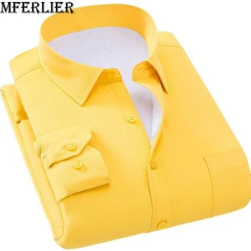 MFERLIER Weight 100-160kg Autumn Winter men shirts 5XL 6XL 7XL 8XL 9XL large size Fleece warm Plus size shirts men 14 color