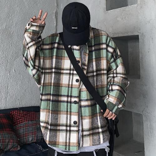 Mens Casual Loose Thicken Fashion Jacket Mens 2021 Winter New Woolen Coat Woman Plaid Printed Warm Jackets