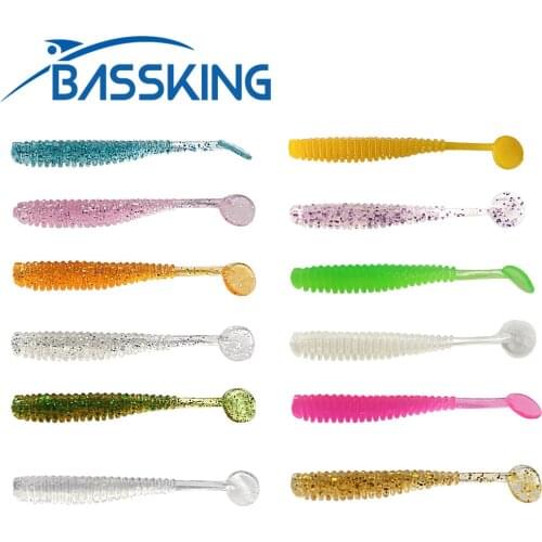 BASSKING Soft Lure Silicone Bait Wobbler Swimbait Pesca Worm Baits 12Pcs 43mm 0.4g Artificial Leurre Souple Rock Fishing Tackle