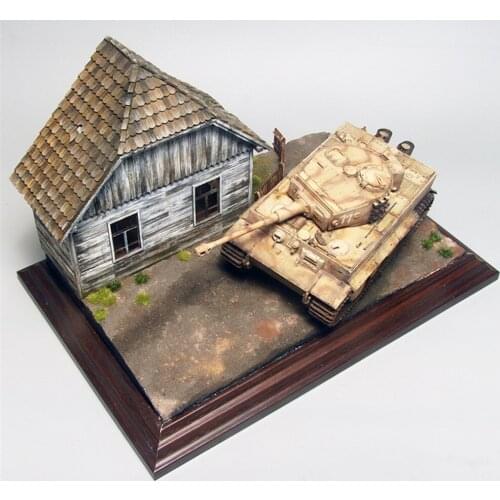 1:35 Wooden European House No.2 Battlefield Military Scene Wooden House Kit 3D Puzzle DIY Painting Educational Toys for Children
