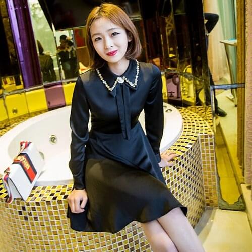 Spring professional dress New V neck fit commuter ol thin spring dress spring autumn