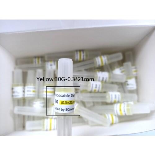 Dental Disposable Delivery Syringe Needles Injection Tip Yellow 30GA 0.3*21mm