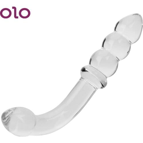 OLO Anal Plug Glass Dildo Anal Bead Butt Plug Vagina Massage Prostate Stimulation Female Masturbation Sex Toys for Women Men