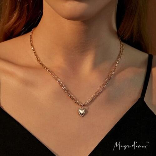 Wholesale Korean Fashion New Design2020 Bohemia Vintage Gold Plating Heart Pendant Necklace for women