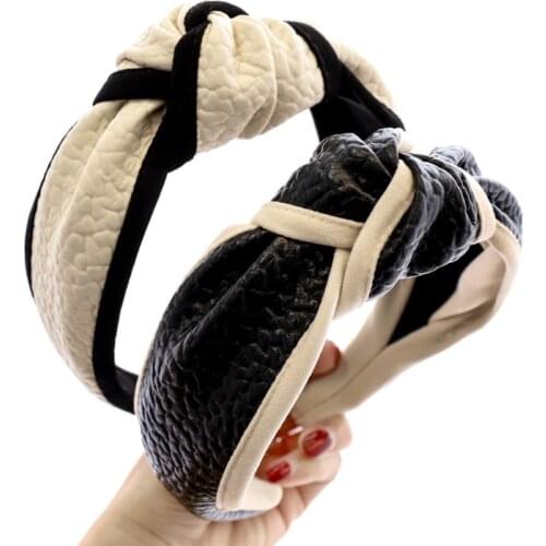 PU Leather Knotted Headband for Women Hairband Fashion Cross Knot Gilrs Hairband Bezel Hair Hoops Hair Accessories Headwear