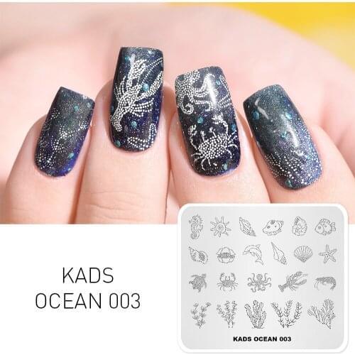 Rolabling Ocean Marine Life Seahorse Shell Fish Image Templates DIY Image Manicure Plate Nail Art Stamping Plate