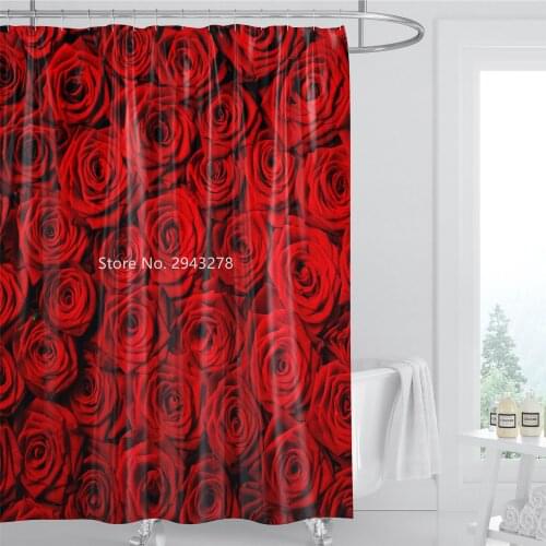 Romantic Rose Series Design Waterproof Mildewproof Belt Hook Can Be Washed Beautiful Shower Curtain Family Bathroom Decoration